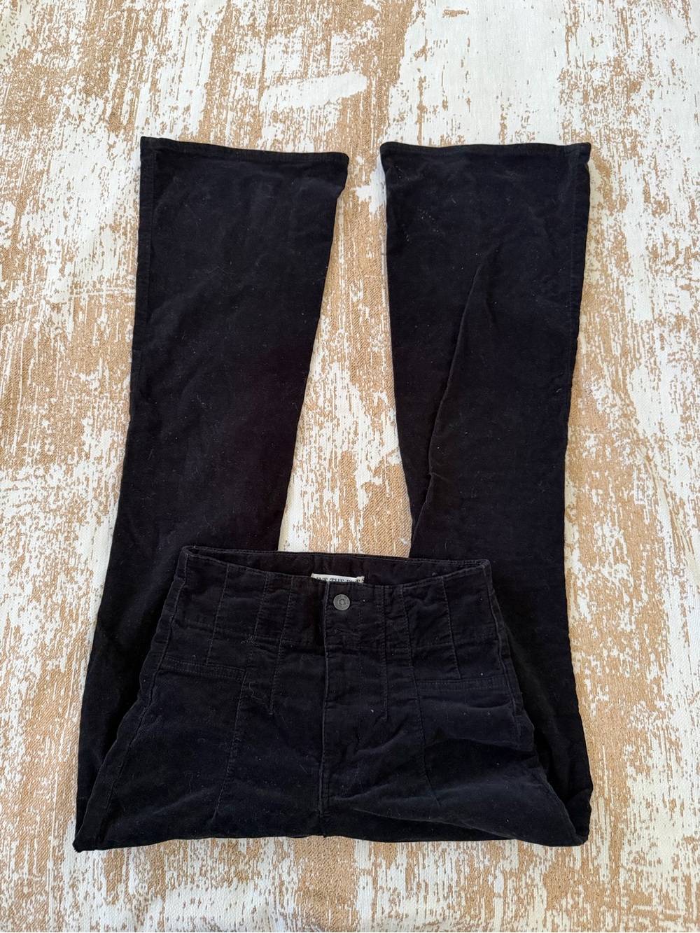 Free People Black Corduroy Wide Leg Jeans